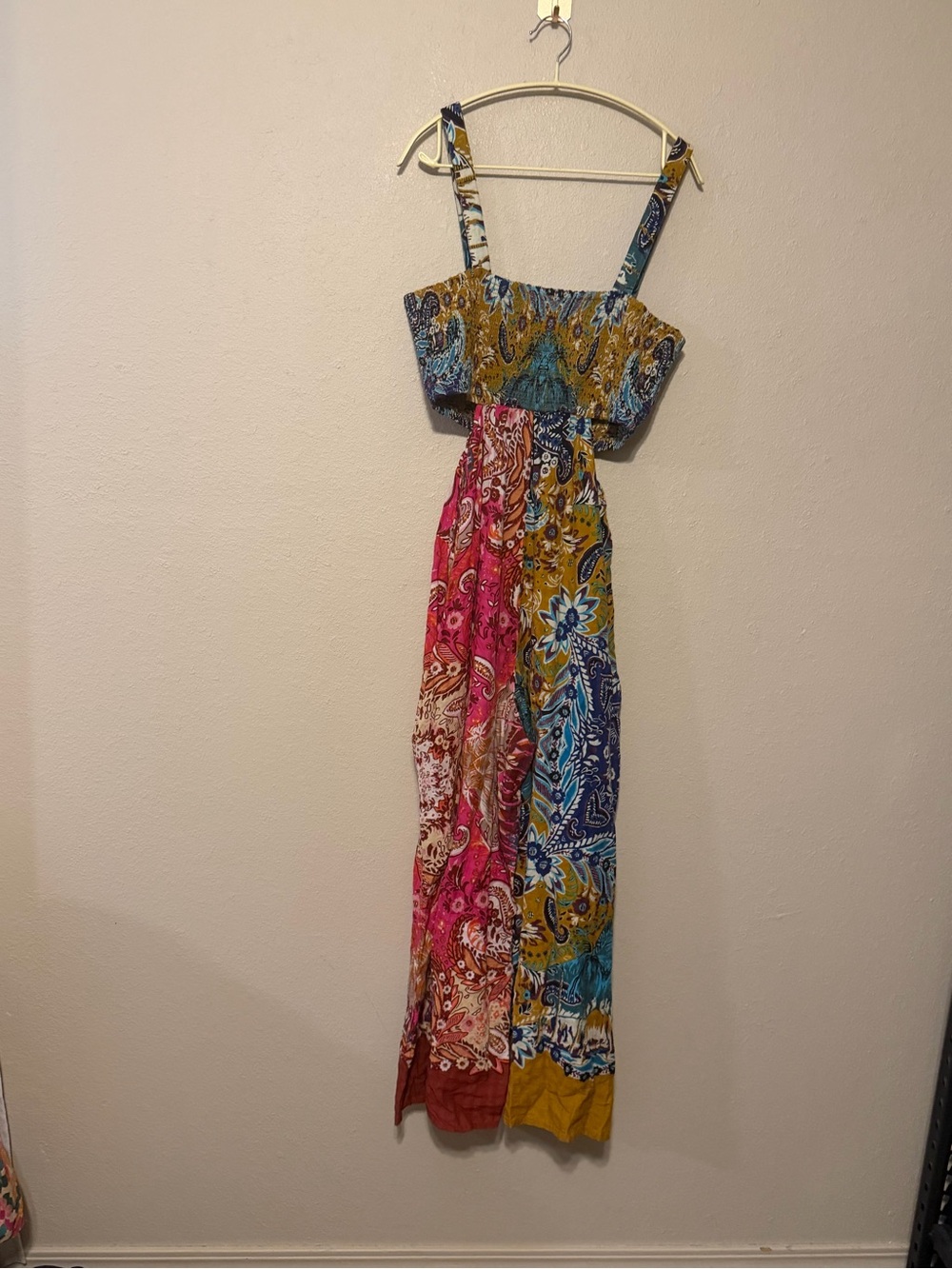 Anthropologie Piper Cut Out Paisley Patchwork Wide Leg Jumpsuit Size Medium - Picture 10 of 12